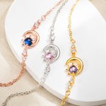 Personalised Adjustable Moon Sun Star Anklet with Birthstone Christmas Gift Jewellery Gift for Her