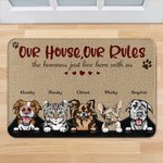 Gepersonaliseerde Ons Huis Onze Regels Deurmat Kerstcadeau Verjaardagscadeau voor dierenliefhebbers