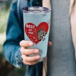 Henkilökohtainen paras kissa isä sydän lemmikkieläinten tassupainatus 20oz Tumbler nimi Tumbler kannella syntymäpäivälahja lemmikkieläinten ystävälle kuumille ja kylmille juomille