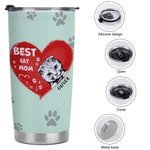 Henkilökohtainen Best Cat Mom Heart Pet Paw Print 20oz Tumbler nimi Tumbler kansi syntymäpäivälahja lemmikkieläinten ystävälle