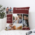 Housse de Coussin Multicolore Personnalisée avec Collage de 4 Photos et Textes Cadeau de Remerciement pour Amis Famille