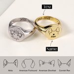 Personalized Dog Breed Ears Cat Breed Ears Ring with Engraved Name and Text Jewellery Gift for Dog and Cat Lover