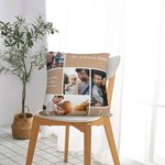 Housse de Coussin Multicolore Personnalisée avec Collage de 4 Photos et Textes Cadeau de Remerciement pour Amis Famille