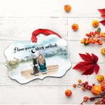 Ornement personnalisé en céramique de forme irrégulière I Love You To The Moon And Back Cadeau de Noël pour les amis