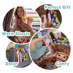 Personalised Highland Cow American Flag Sunflower Blanket Gift for Highland Cow Lovers