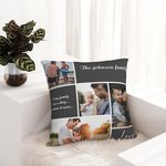 Housse de Coussin Multicolore Personnalisée avec Collage de 4 Photos et Textes Cadeau de Remerciement pour Amis Famille