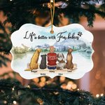 Gepersonaliseerd Life Is Better With Fur Baby Pets Onregelmatige Vorm Keramisch Ornament Kerstcadeau voor Vrienden