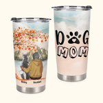 Personalisierte Hund Mama / Papa Zitat 20oz Becher mit Herbst Ahornblatt und Name Geburtstag Weihnachten Geschenk für Hundeliebhaber