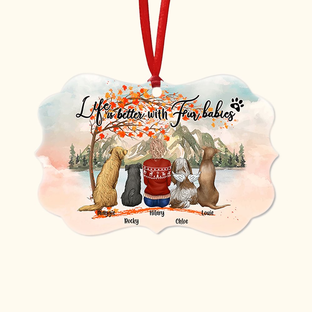 Ornement en céramique personnalisé Fur Baby Autumn Gathering Forme irrégulière Cadeau commémoratif de Noël pour les amoureux des animaux de compagnie