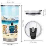 Personalized Forever in My Heart 20oz Stainless Steel Tumbler with Name Beach Vacation Theme Coffee Cup Birthday Christmas Gift for Dog Lovers