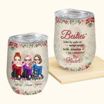 Henkilökohtainen Retro Style Besties Will Always Be Connected By Heart 12oz Wine Tumbler lahja sisaret