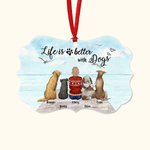 Ornement en céramique de forme irrégulière personnalisé Life Is Better With a Dog/Dogs Pets Cadeau de Noël pour les amis