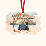 Personnalisé Once By My Side Forever In My Heart Ornament en céramique de forme irrégulière sur fond de coucher de soleil d'automne Cadeau commémorati