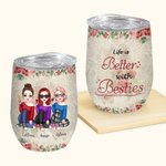 Henkilökohtainen elämä on parempaa Besties Vintage kukka tyyli 12oz viiniä Tumbler ystävyys lahja