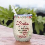 Henkilökohtainen Retro Style Besties Will Always Be Connected By Heart 12oz Wine Tumbler lahja sisaret