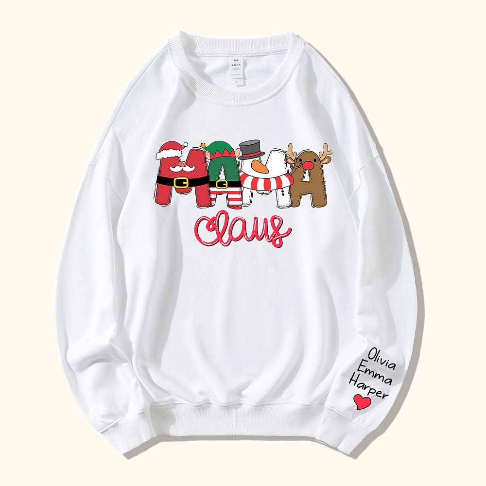 Sweatshirt T-shirt Personnalisé avec Surnom et 1-6 Nom Enfants Cadeau Famille Noël pour Maman Grand-Mère