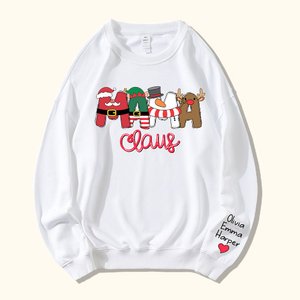 Sweatshirt T-shirt Personnalisé avec Surnom et 1-6 Nom Enfants Cadeau Famille Noël pour Maman Grand-Mère