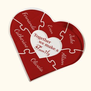 Personalized Together We Make A Family Colorful Acrylic Heart Desk Ornament with 1-12 Names Mother's Day Christmas Gift for Grandma Mother