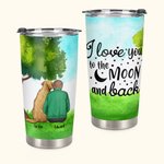 Personalised I Love You to the Moon 20 oz Stainless Steel Tumbler with Name Perfect Birthday Christmas Gift for Dog Lovers