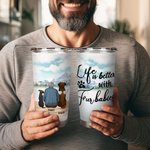 Henkilökohtainen elämä on parempaa Fur Baby / Babies 20 oz ruostumattomasta teräksestä Tumbler nimi syntymäpäivä joululahja koiran ystäville