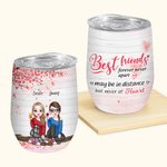 Personalisierte beste Freunde trinken und plaudern unter der Liebe Baum Wein Becher Weihnachtsgeschenk für Bestie
