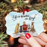 Ornement en céramique de forme irrégulière personnalisé Life Is Better With a Dog/Dogs Pets Cadeau de Noël pour les amis