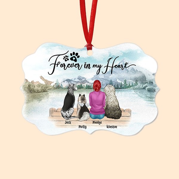 Ornement en céramique de forme irrégulière avec éléments de beauté de la nature et nom Cadeau commémoratif pour les amoureux des animaux de compagnie