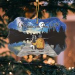Personalized Life Is Better With Fur Baby Shaped Ceramic Pendant Christmas Gift Hanging Ornament