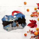 Personalized I Love You To The Moon And Back Irregular Shape Ceramic Ornament with Lakeside Night Background Christmas Memorial Gift for Pet Lovers