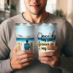 Personalized Forever in My Heart 20oz Stainless Steel Tumbler with Name Beach Vacation Theme Coffee Cup Birthday Christmas Gift for Dog Lovers