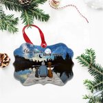 Personalized I Love You To The Moon And Back Irregular Shape Ceramic Ornament with Lakeside Night Background Christmas Memorial Gift for Pet Lovers