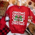 Personalized Retro Green Monster Hand Christmas T-shirt Sweatshirt Baby Onesie Funny Christmas Gift for Family Friend