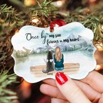 Personalized Forever In My Heart Irregular Shape Ceramic Ornament with Name and Lakeside Element Memorial Gift for Pet Lovers