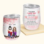 Gepersonaliseerde No Matter What Happen Bestie Will Always Love Me Back Wine Tumbler Kerstverjaardagscadeau voor beste vriendin