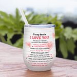 Gepersonaliseerde No Matter What Happen Bestie Will Always Love Me Back Wine Tumbler Kerstverjaardagscadeau voor beste vriendin