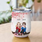 Personalisierte beste Freunde trinken und plaudern unter der Liebe Baum Wein Becher Weihnachtsgeschenk für Bestie