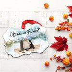 Gepersonaliseerd Life Is Better With Fur Baby Pets Onregelmatige Vorm Keramisch Ornament Kerstcadeau voor Vrienden
