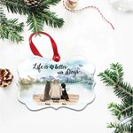 Ornement en céramique de forme irrégulière personnalisé Life Is Better With Dogs Snow Mountain Theme Home Decoration Memorial Gift for Pet Lobers (La 