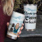 Henkilökohtainen Rakastan sinua kuuhun ja takaisin ruostumattomasta teräksestä Tumbler nimellä Täydellinen syntymäpäivä joululahja koiranrakastajaan