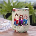 Henkilökohtainen elämä on parempaa Besties Vintage kukka tyyli 12oz viiniä Tumbler ystävyys lahja