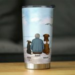 Personalised Dog Mom/Dad Quote 20oz Tumbler with Seaside Background and Name Birthday Christmas Gift for Dog Lovers