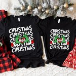 Personalized Retro Green Monster Hand Christmas T-shirt Sweatshirt Baby Onesie Funny Christmas Gift for Family Friend