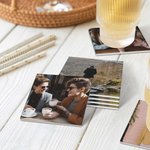 Personalised 2 PCS Square Photo Ceramic Drink Coaster with Cork Backing Pads Housewarming Anniversary Gift for Couple Family