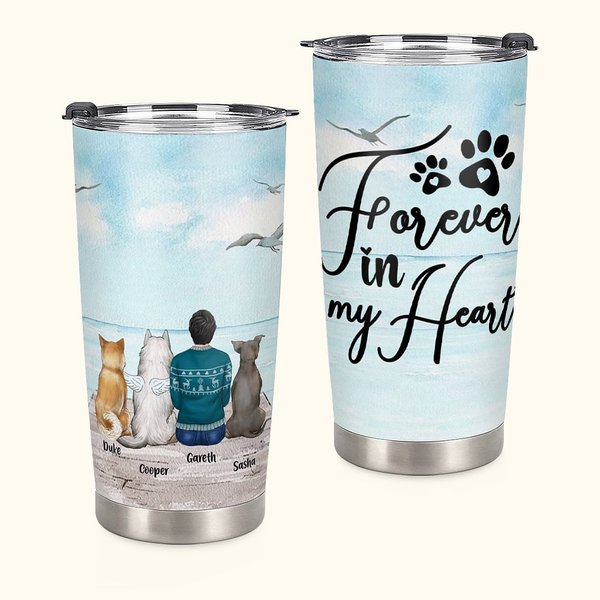 Personlig Forever in My Heart rostfri tumbler med namn Födelsedag julklapp för hundälskare