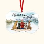 Ornement en céramique de forme irrégulière personnalisé Life Is Better With Dogs Snow Mountain Theme Home Decoration Memorial Gift for Pet Lobers (La 