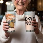 Personalisierte Hund Mama / Papa Zitat 20oz Becher mit Herbst Ahornblatt und Name Geburtstag Weihnachten Geschenk für Hundeliebhaber