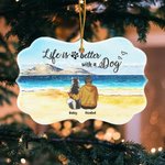 Ornement en céramique personnalisé Life Is Better With Dogs Forme irrégulière Cadeau de Noël pour les amis