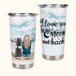Henkilökohtainen Rakastan sinua kuuhun ja takaisin ruostumattomasta teräksestä Tumbler nimellä Täydellinen syntymäpäivä joululahja koiranrakastajaan