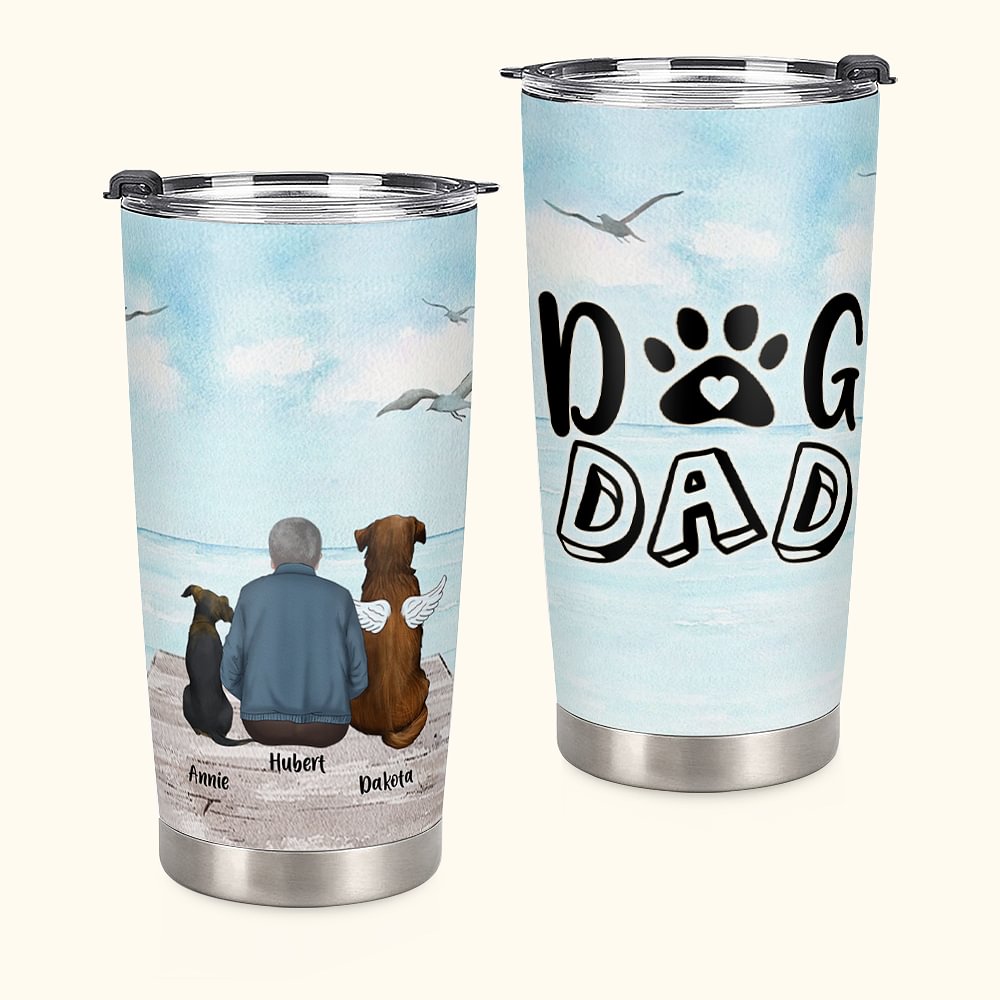 Bicchiere da 20 oz con sfondo marino e nome, regalo di compleanno e di Natale per gli amanti dei cani.