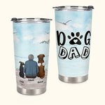 Personalised Dog Mom/Dad Quote 20oz Tumbler with Seaside Background and Name Birthday Christmas Gift for Dog Lovers